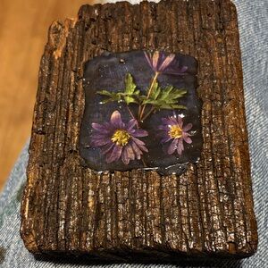 Rustic Floral Wood Decoupage Art Piece